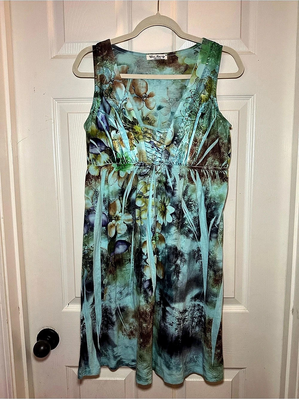 Bleu Lounge Floral Midi Dress Blue & Green Like New